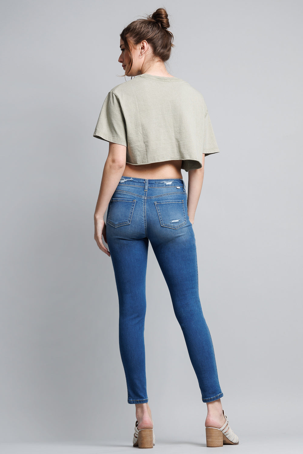 High Rise Destructed Skinny Jeans
