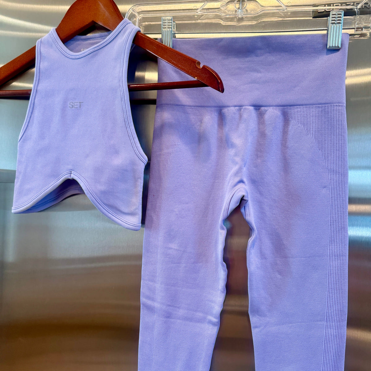 SET Active Matching Set in Lilac Purple - Sculptflex Power Angle Bra and Power Leggings in Lily