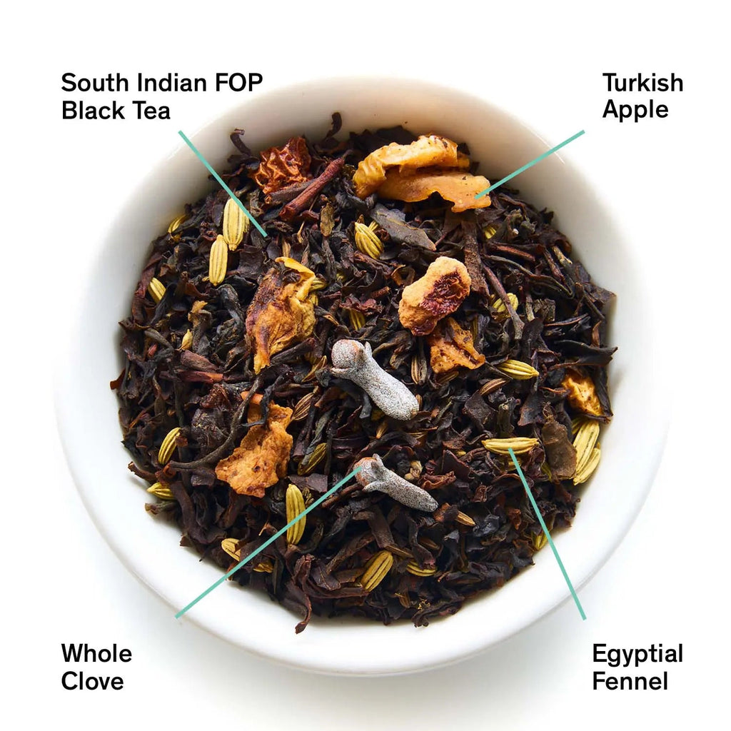 Crisp Apple Black Tea with fennel and Clove with herbs curated from around the world