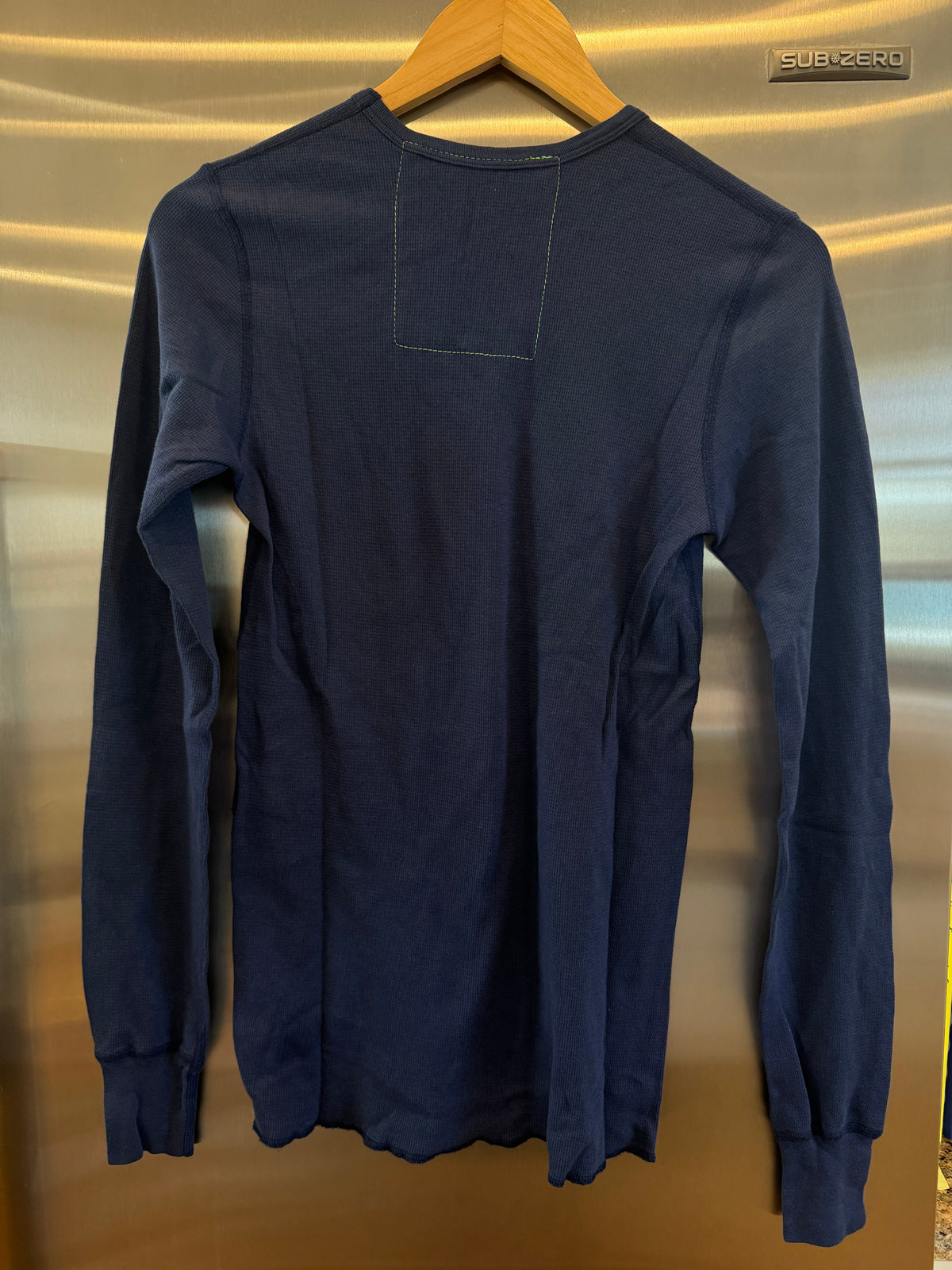 Aviator Nation Thermal Shirt with Logo Navy Blue Unisex Waffle Long Sleeve