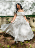 White Rose Garden v waist long floor length Goddess Dress