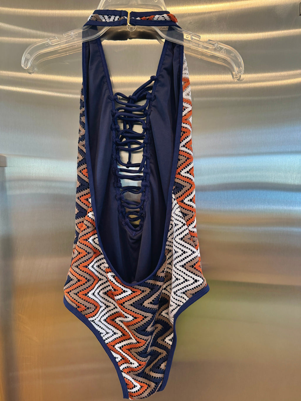 Nasty Gal Chevron Knit One Piece Swimsuit , Plunge Neckline