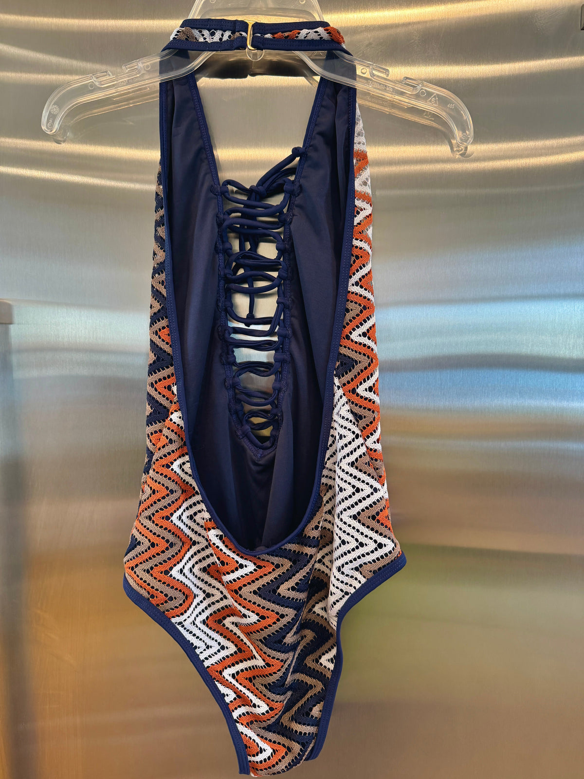 Nasty Gal Chevron Knit One Piece Swimsuit , Plunge Neckline