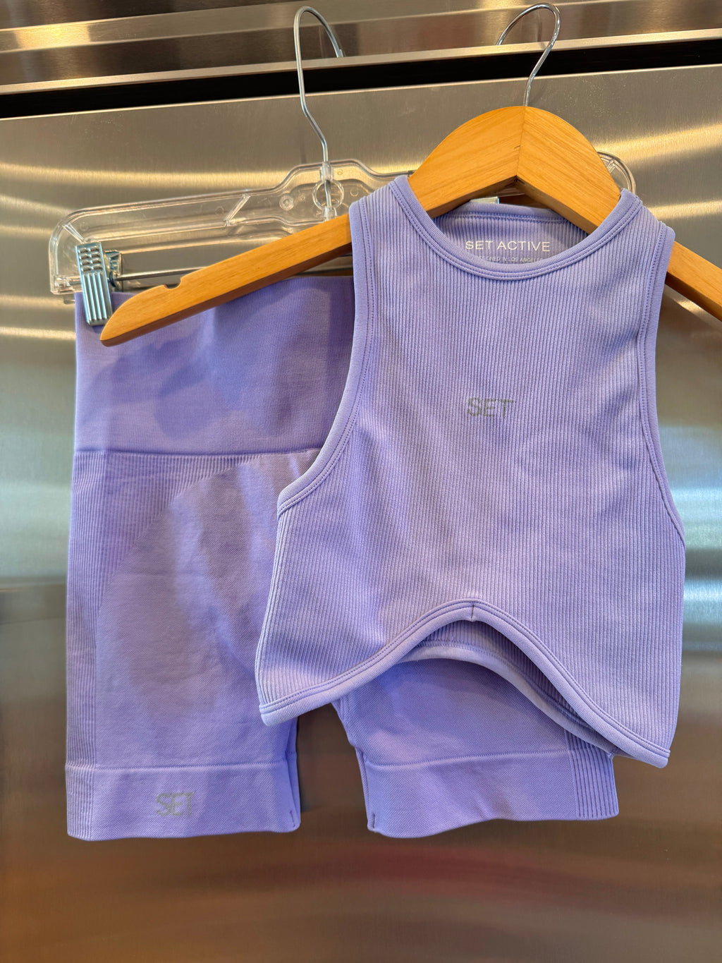 SET Active Matching Set in Lilac Purple - Sculptflex Power Angle Bra and Power Shorts in Lily