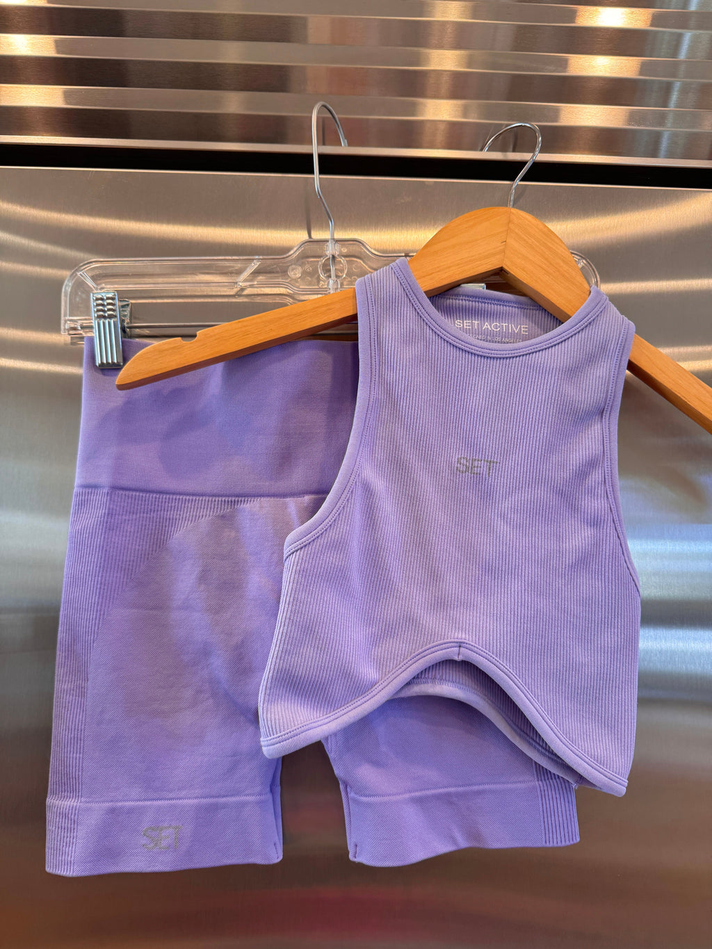 SET Active Matching Set in Lilac Purple - Sculptflex Power Angle Bra and Power Shorts in Lily