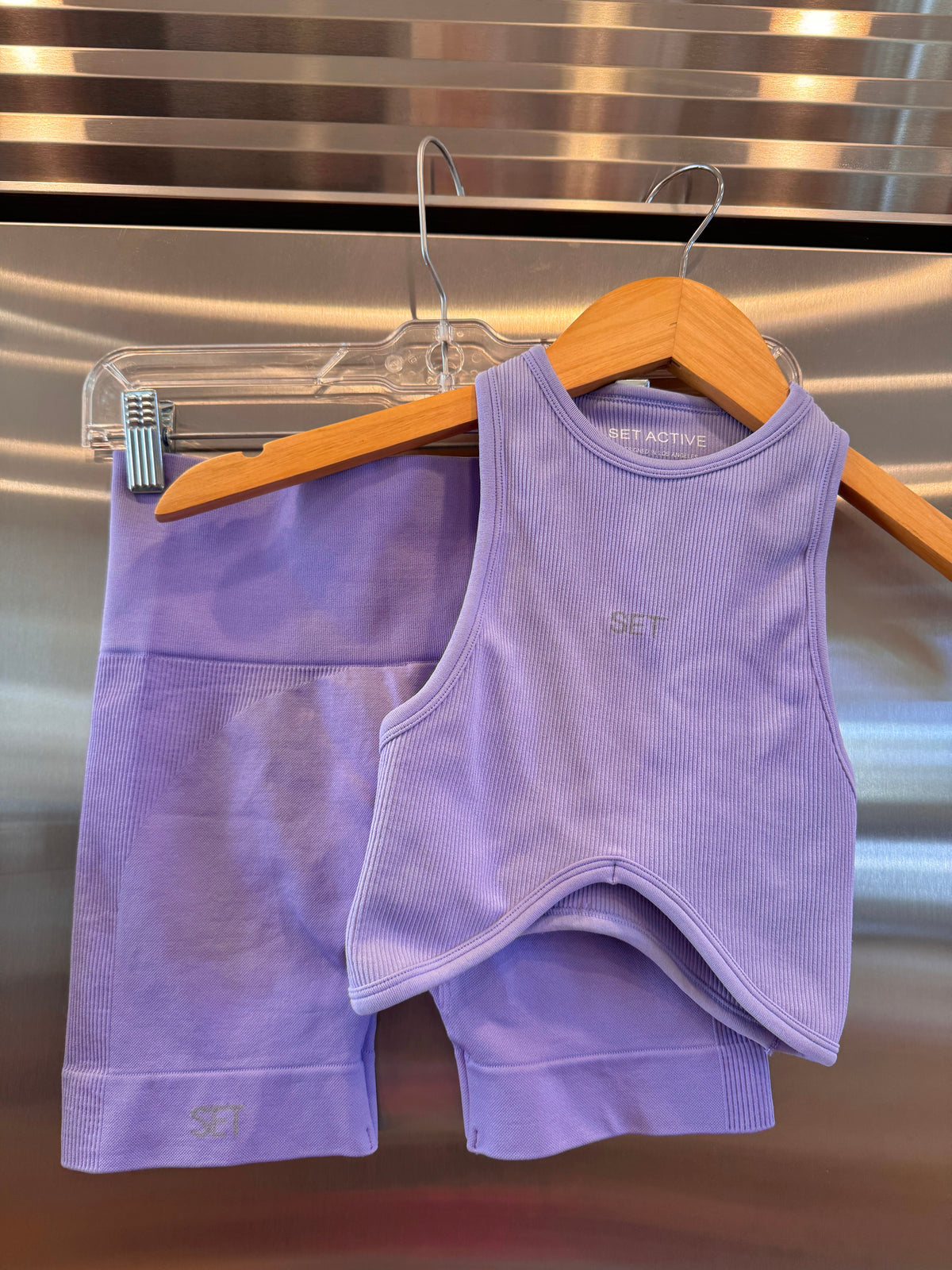 SET Active Matching Set in Lilac Purple - Sculptflex Power Angle Bra and Power Shorts in Lily