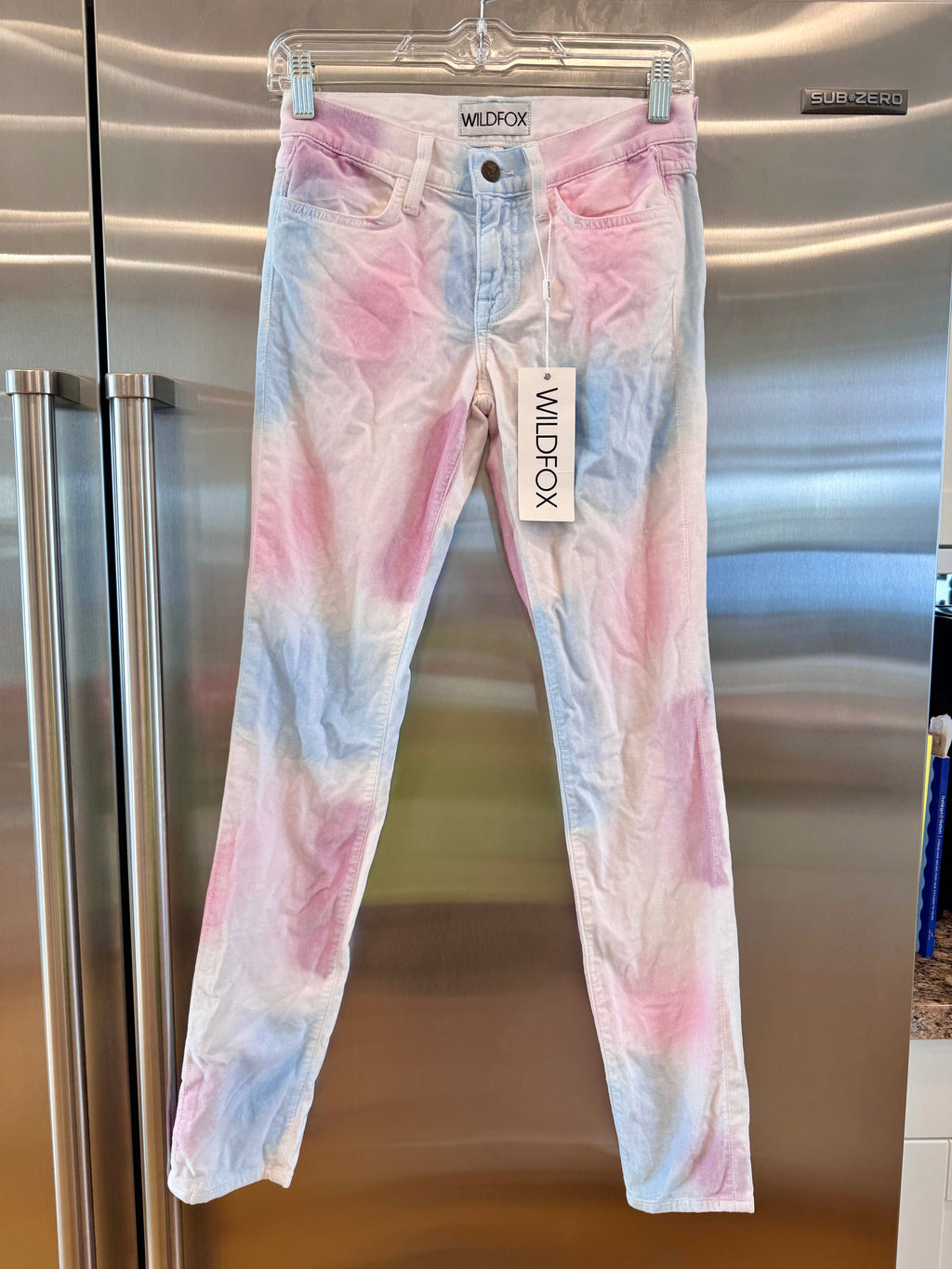 Wildfox Marianne Pant in Skinny Magic “In My Mind “ Pastel Multicolor Velvet
