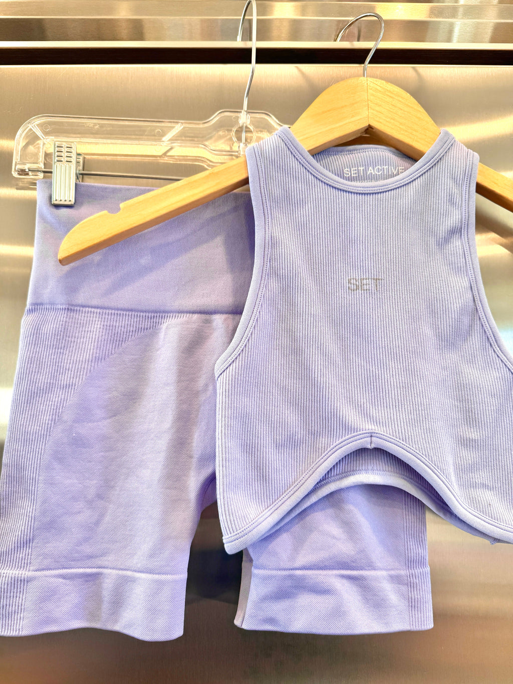 SET Active Matching Set in Lilac Purple - Sculptflex Power Angle Bra and Power Shorts in Lily