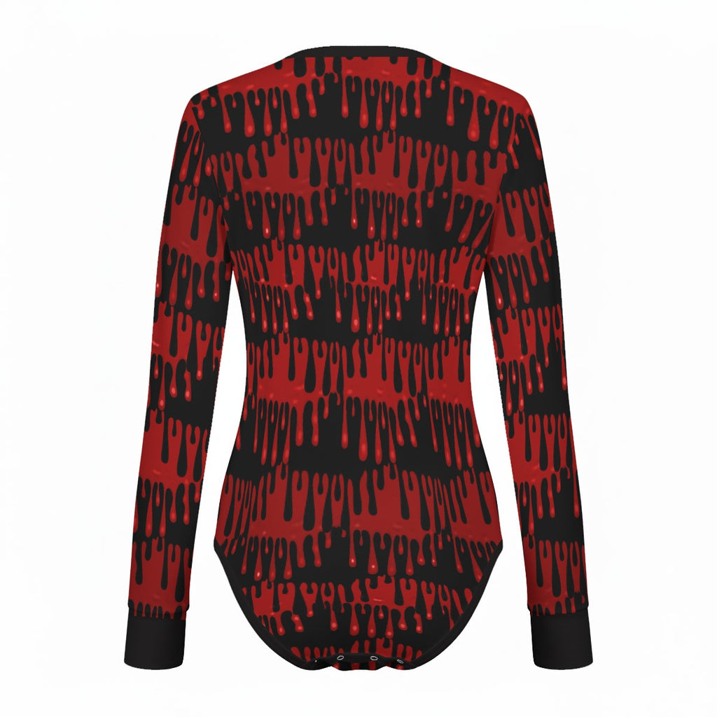 Dripping Blood Long Sleeve CuddleSuit bodysuit