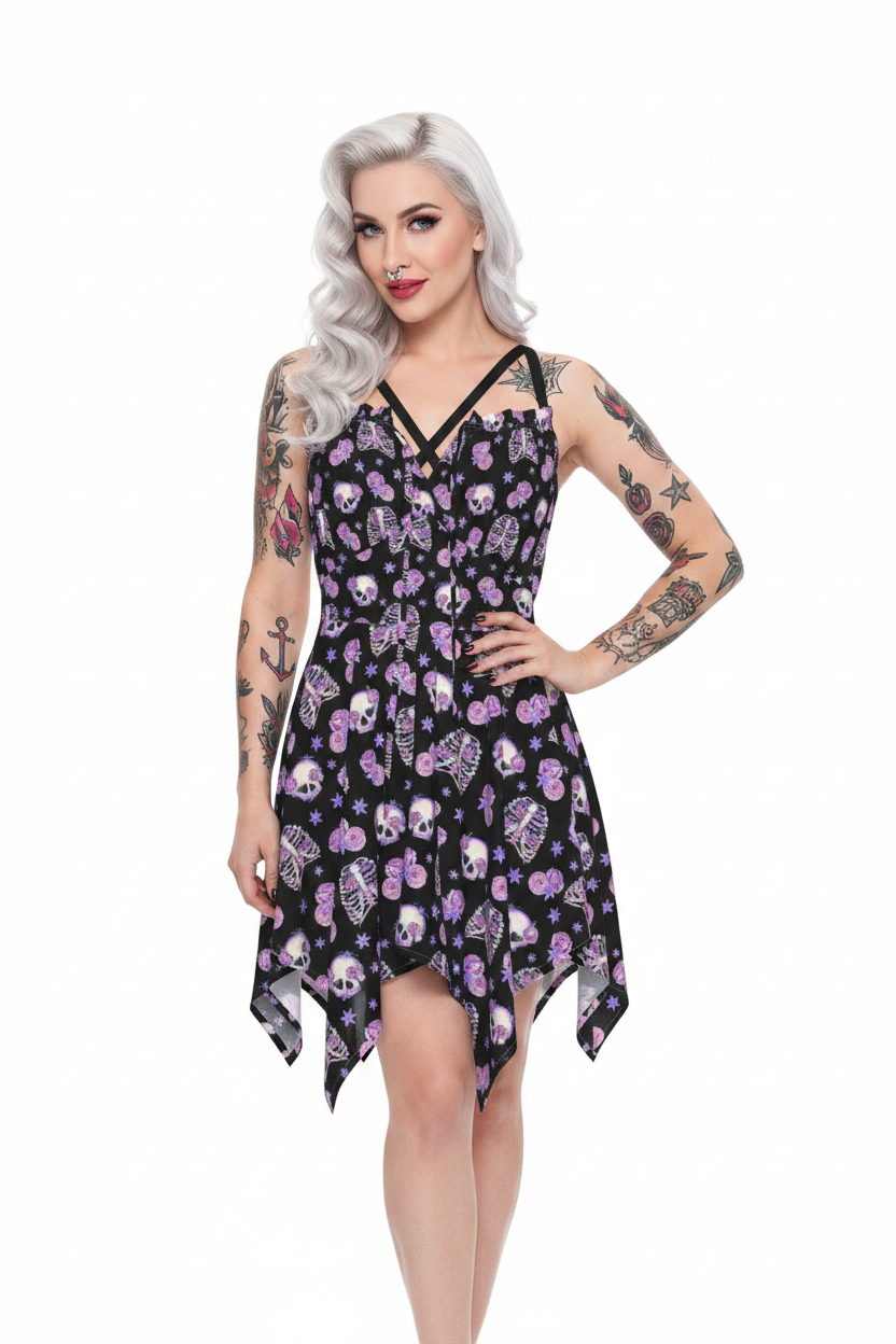 Bones & Roses Pastel Flutter Pin up girl Rocker girl Rockabilly Greaser 1960s Dress