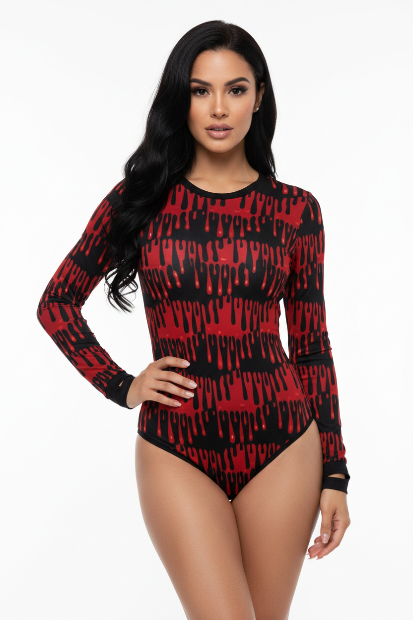 Dripping Blood Long Sleeve CuddleSuit bodysuit