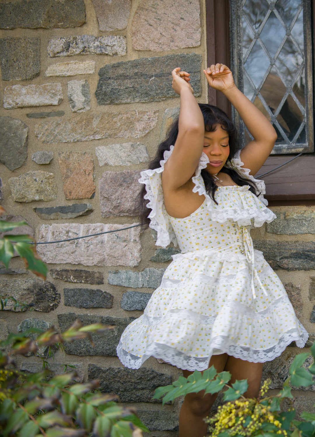 Yellow Rose Garden Party Dress