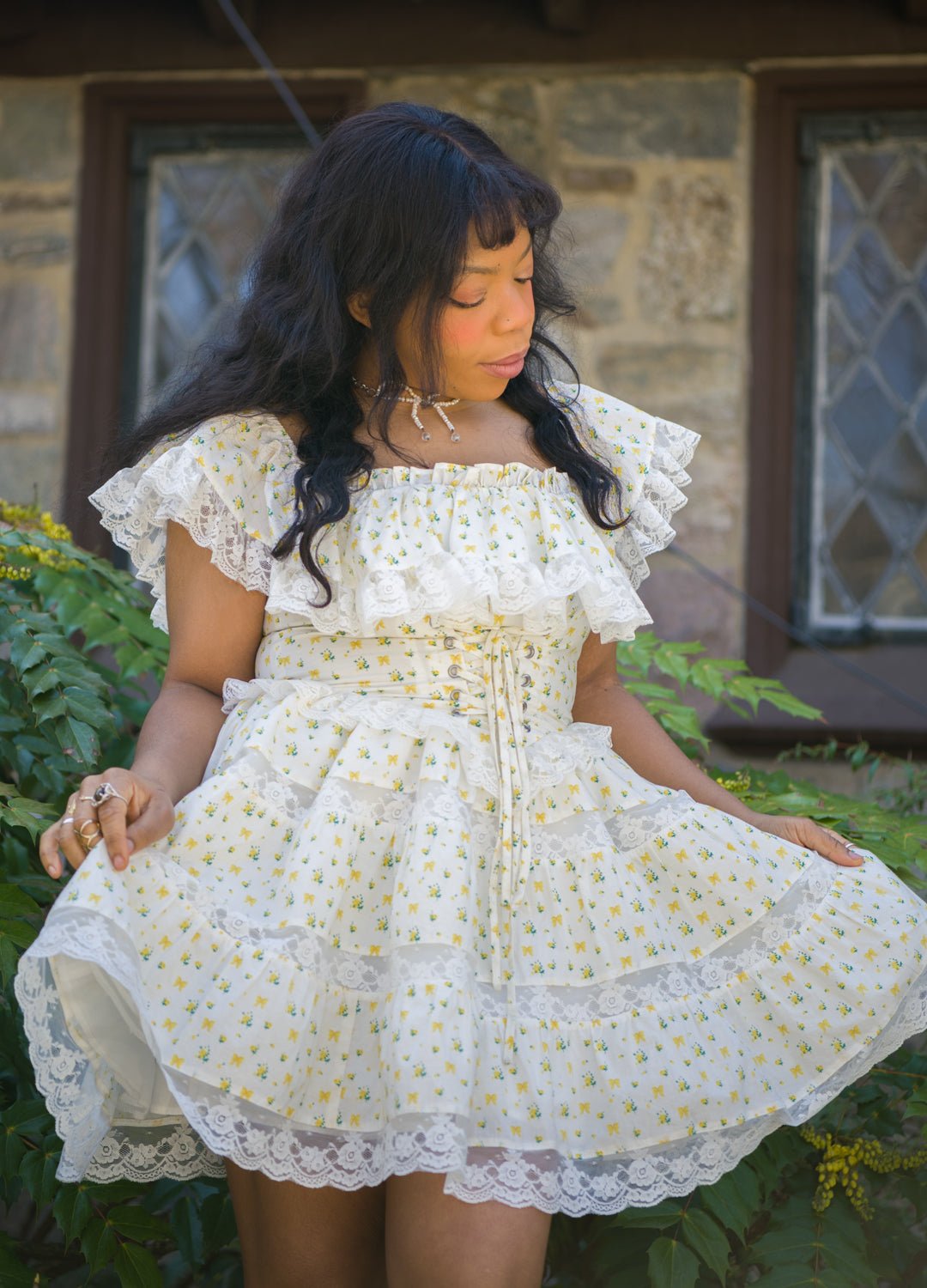 Yellow Rose Garden Party Dress