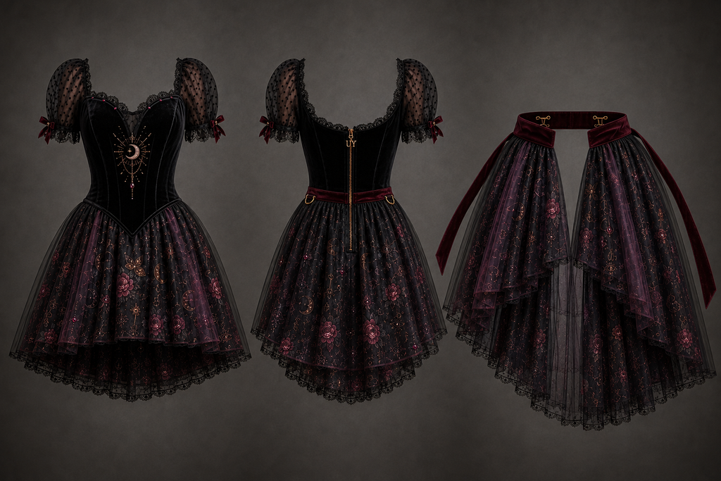 Hecate Goddess In You Crossroads Cross Over Dress with Convertible Skirt or just keep as a mini Cocktail Dress