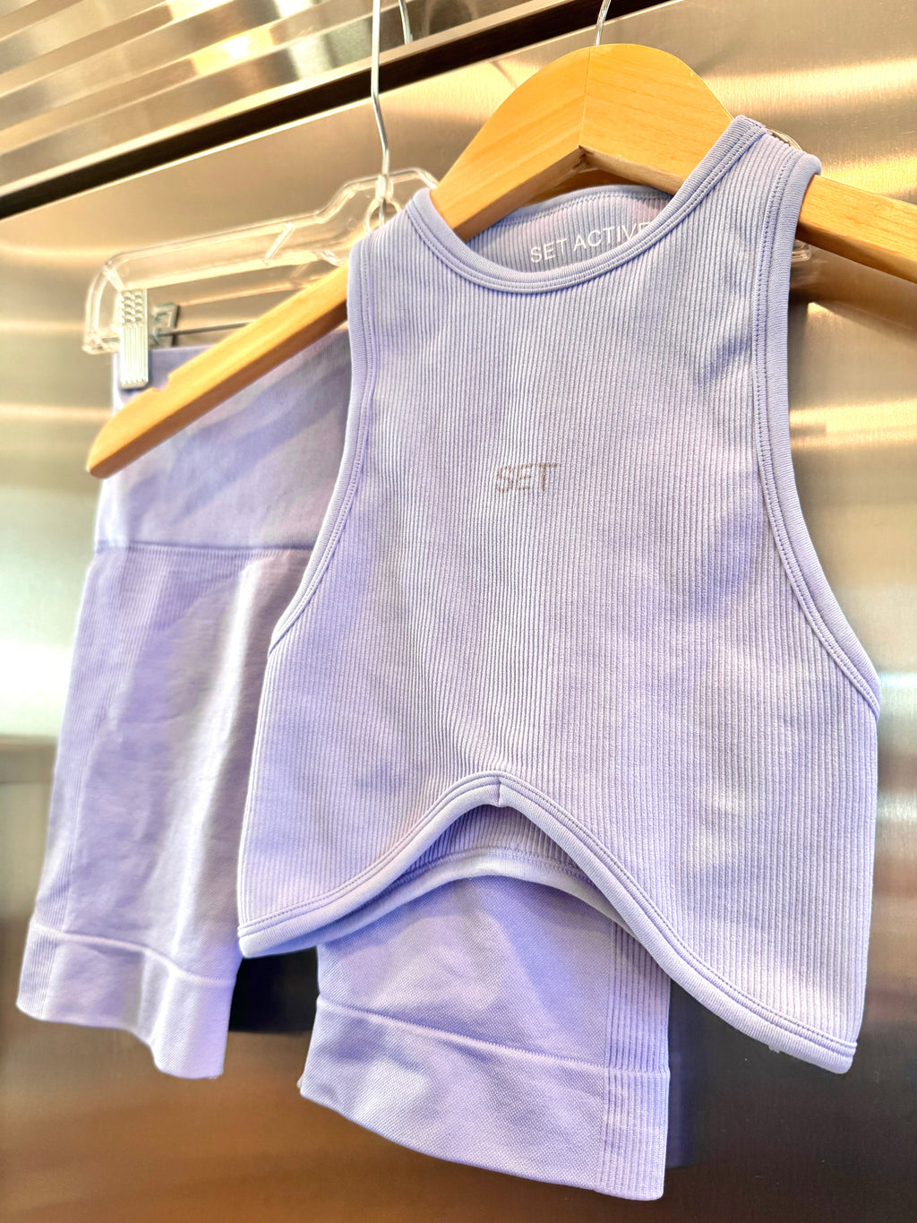 SET Active Matching Set in Lilac Purple - Sculptflex Power Angle Bra and Power Shorts in Lily