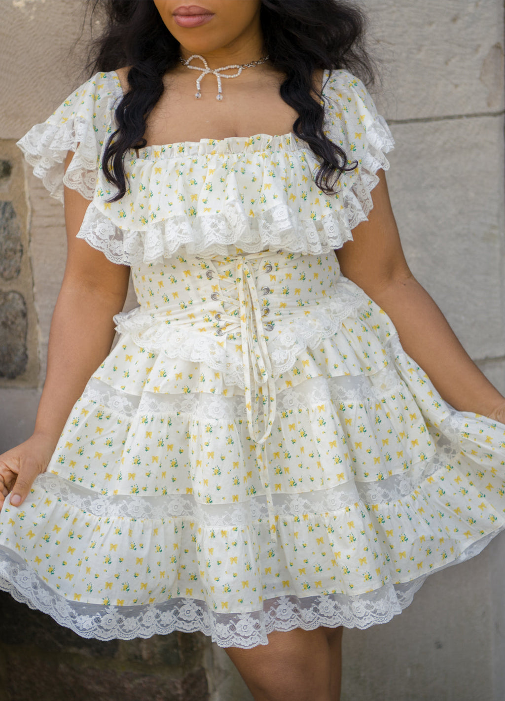 Yellow Rose Garden Party Dress