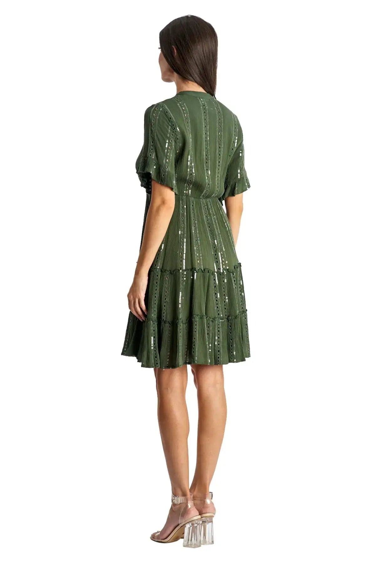 3/4 Sleeve Eyelet Resort Dress in White