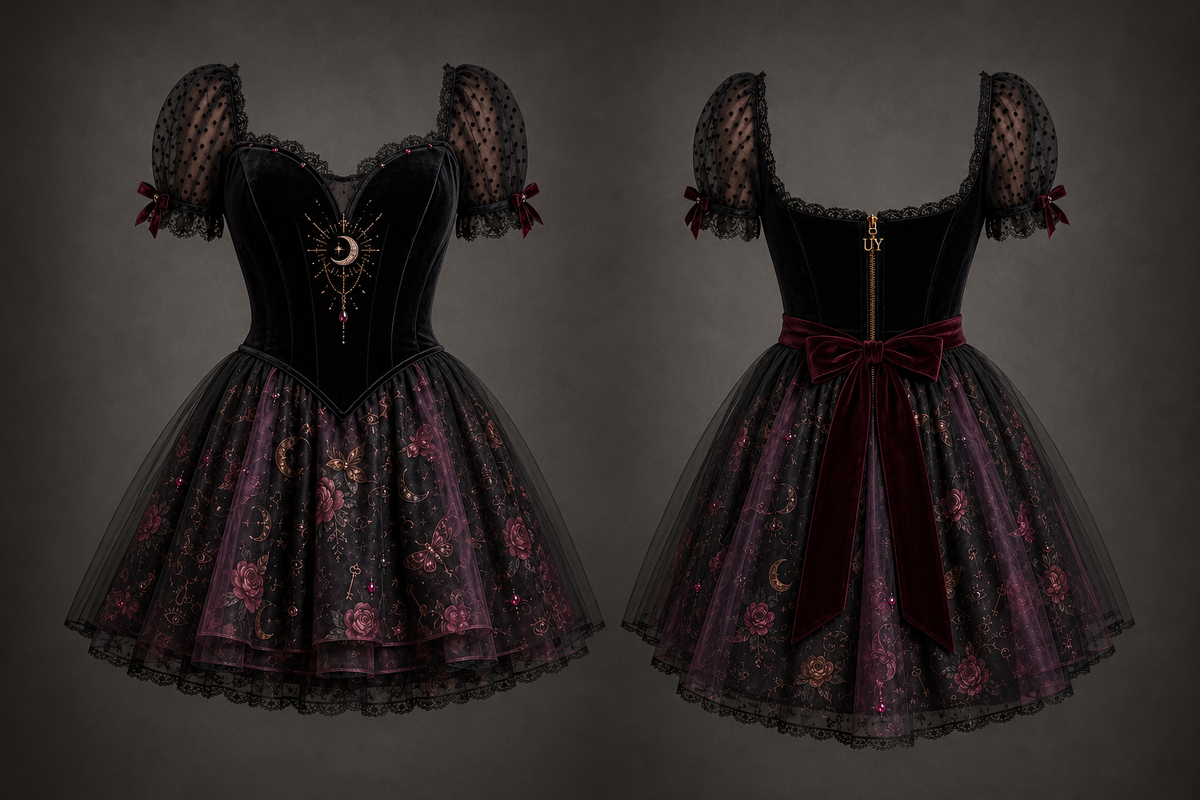 Hecate Goddess In You Crossroads Cross Over Dress with Convertible Skirt or just keep as a mini Cocktail Dress