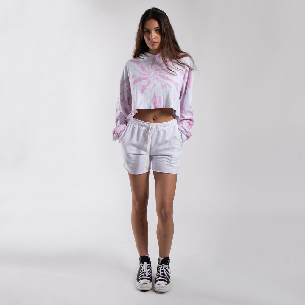 6036TD - CLOSEOUT Women's Cropped Tie Dye Hoodie