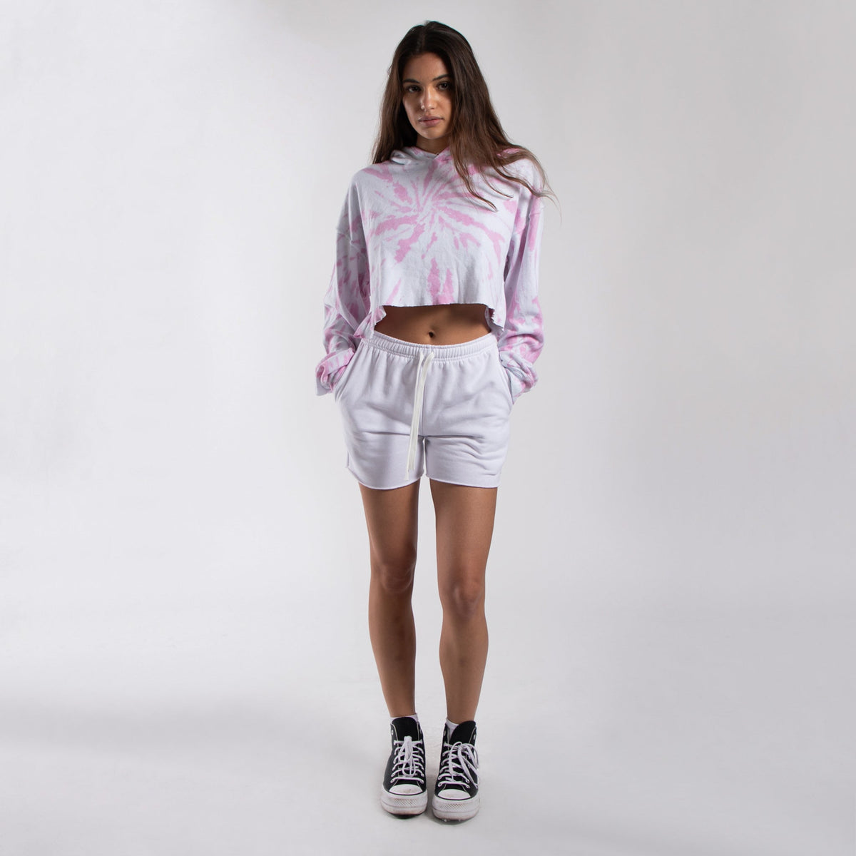 6036TD - CLOSEOUT Women's Cropped Tie Dye Hoodie
