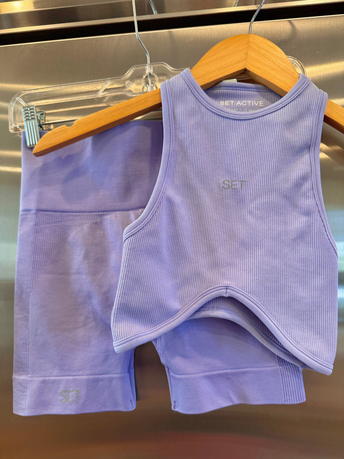 SET Active Matching Set in Lilac Purple - Sculptflex Power Angle Bra and Power Shorts in Lily