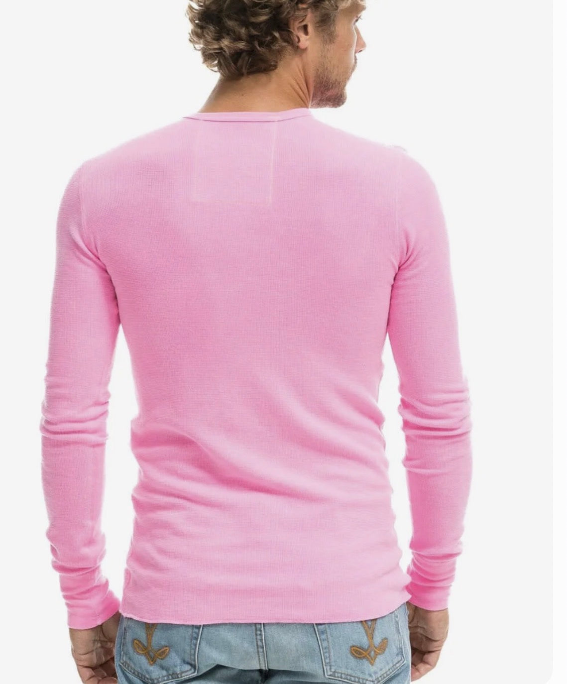 Aviator Nation Thermal Shirt with Classic AV Logo Neon Pink Unisex
