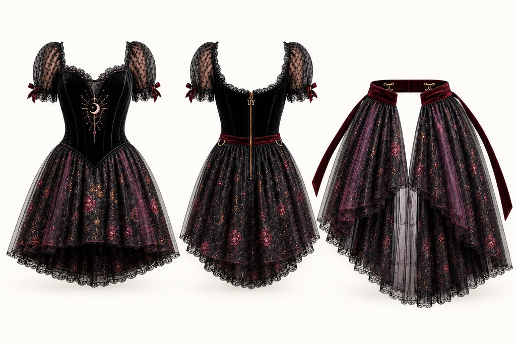 Hecate Goddess In You Crossroads Cross Over Dress with Convertible Skirt or just keep as a mini Cocktail Dress