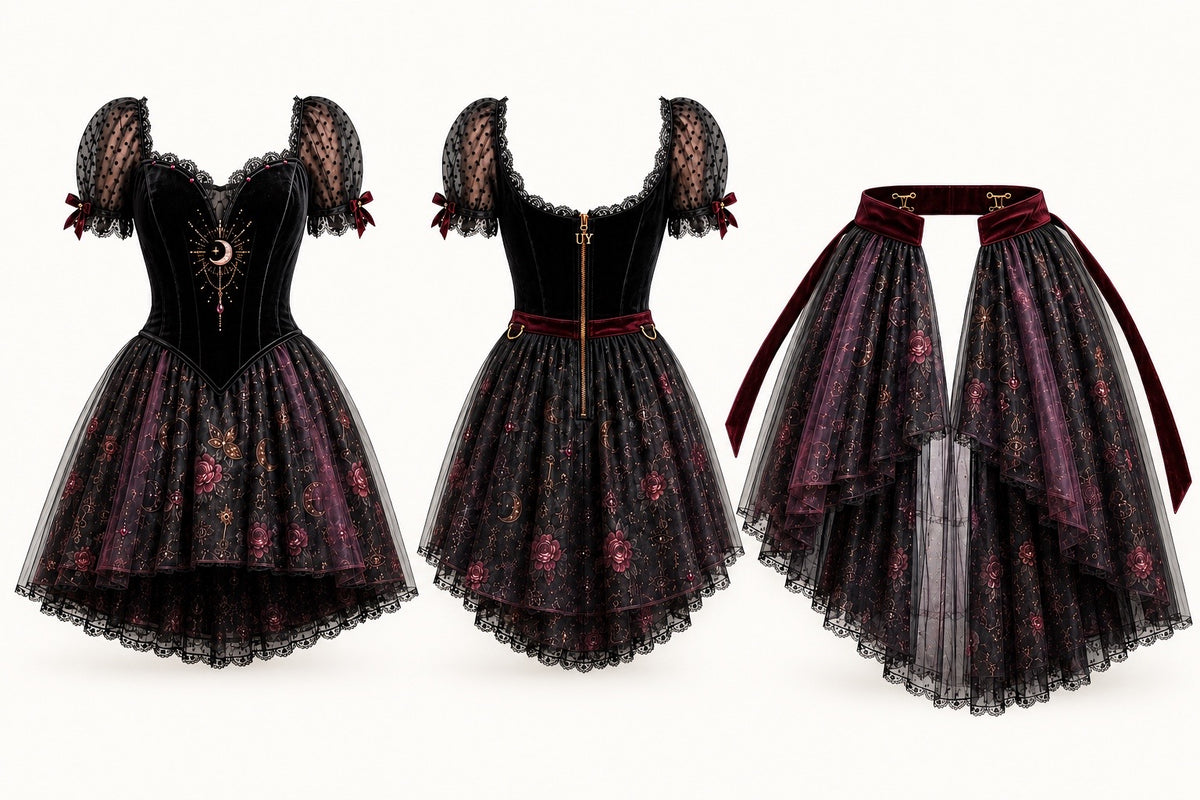 Hecate Goddess In You Crossroads Cross Over Dress with Convertible Skirt or just keep as a mini Cocktail Dress