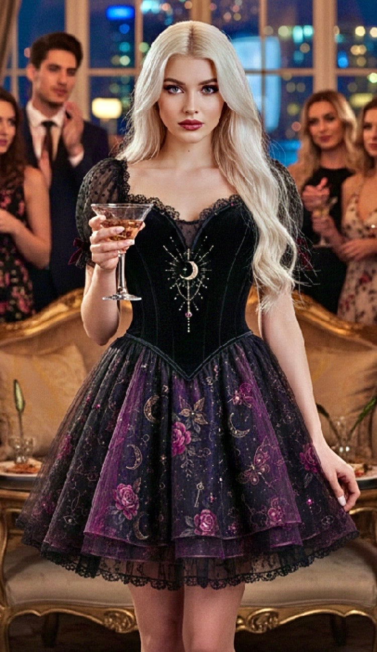 Hecate Goddess In You Crossroads Cross Over Dress with Convertible Skirt or just keep as a mini Cocktail Dress