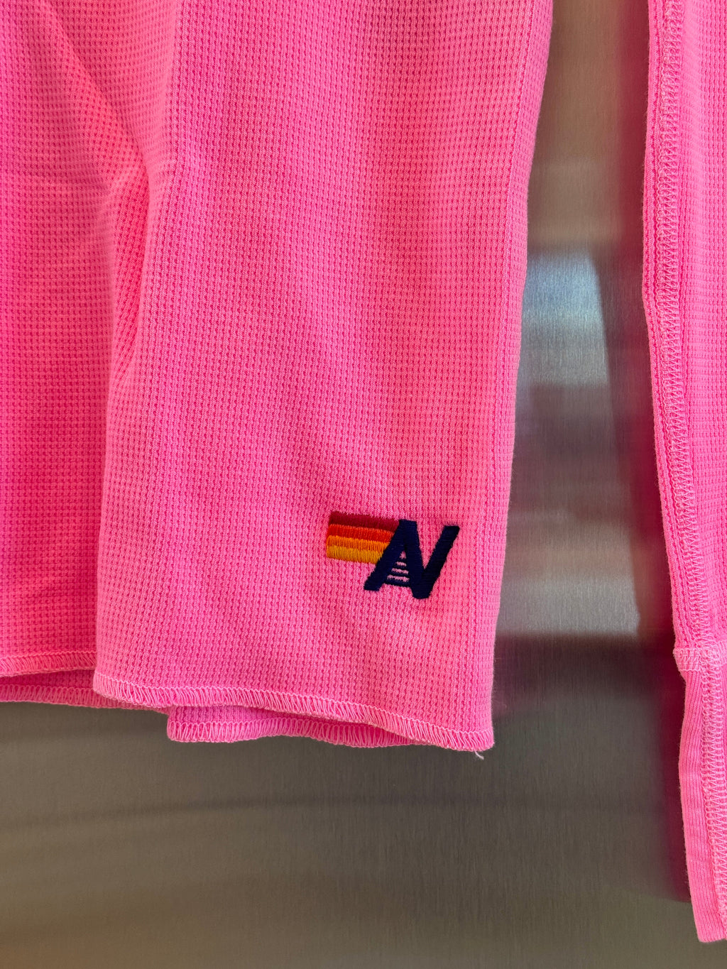 Aviator Nation Thermal Shirt with Classic AV Logo Neon Pink Unisex