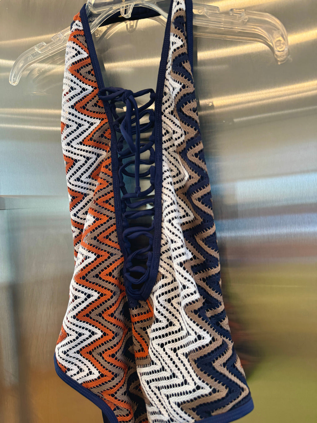 Nasty Gal Chevron Knit One Piece Swimsuit , Plunge Neckline