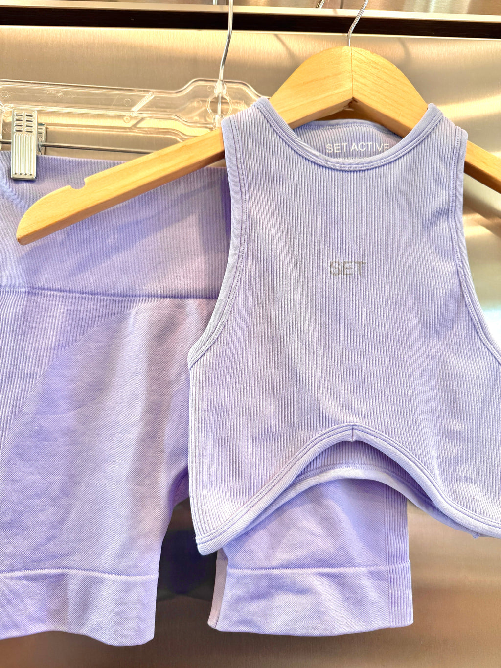 SET Active Matching Set in Lilac Purple - Sculptflex Power Angle Bra and Power Shorts in Lily
