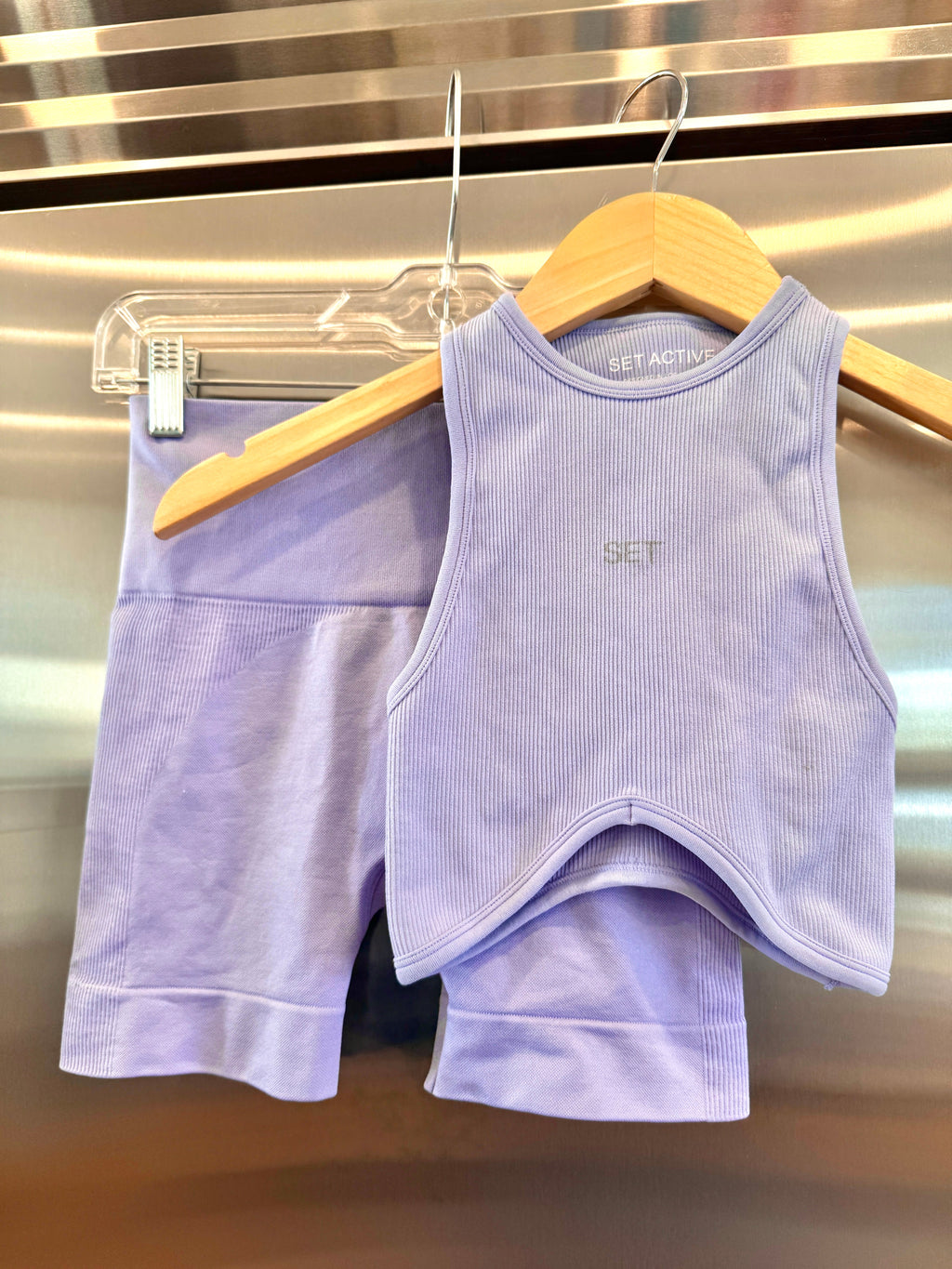 SET Active Matching Set in Lilac Purple - Sculptflex Power Angle Bra and Power Shorts in Lily