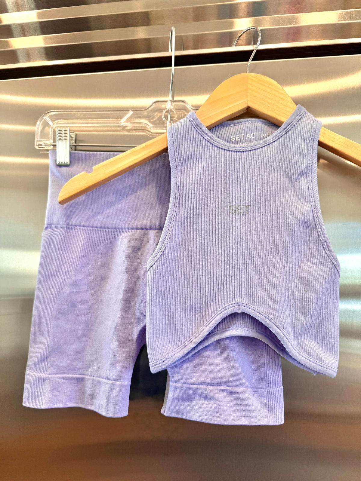 SET Active Matching Set in Lilac Purple - Sculptflex Power Angle Bra and Power Shorts in Lily