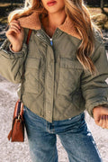 Drawstring Collared Neck Long Sleeve Winter Coat for Women