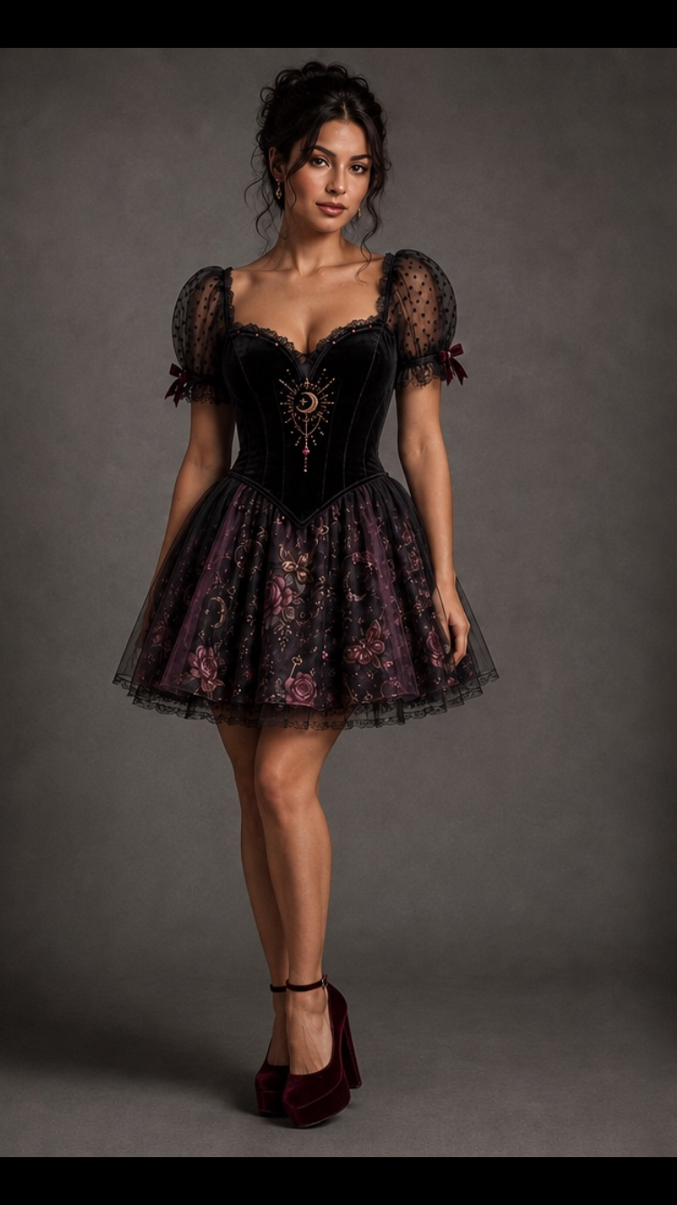 Hecate Goddess In You Crossroads Cross Over Dress with Convertible Skirt or just keep as a mini Cocktail Dress