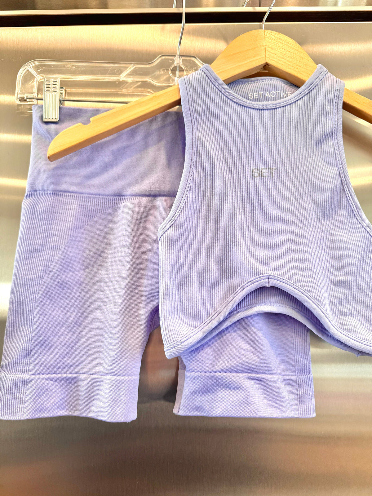 SET Active Matching Set in Lilac Purple - Sculptflex Power Angle Bra and Power Shorts in Lily