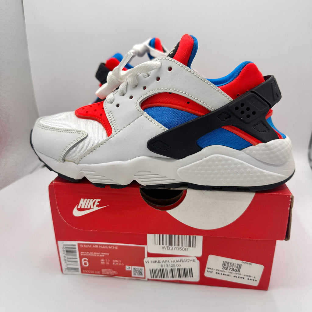 Nike Hurache Women’s Sneakers in White Bright Crimson / Photo Blue / Black