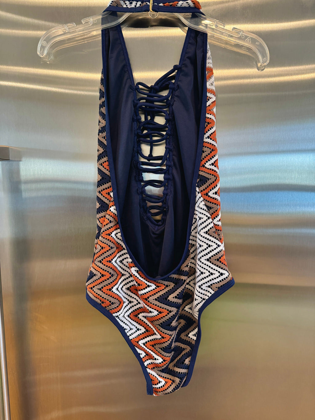Nasty Gal Chevron Knit One Piece Swimsuit , Plunge Neckline