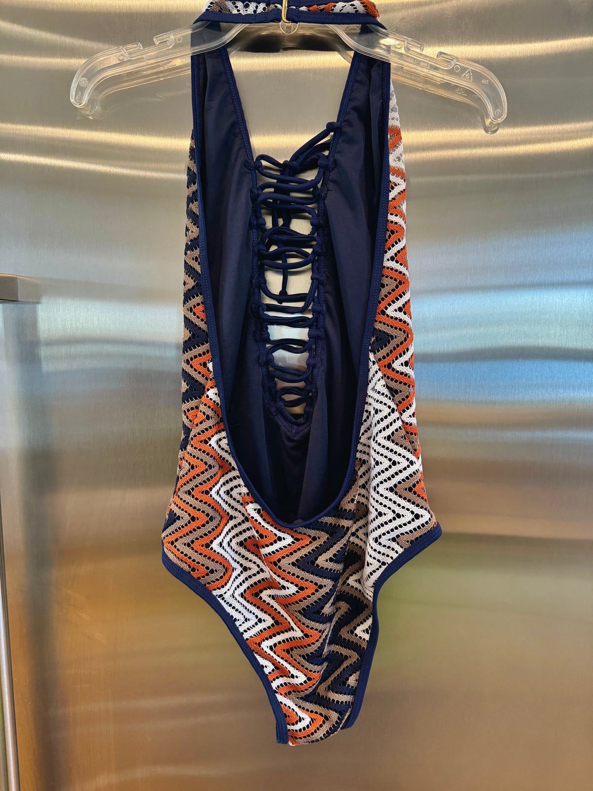 Nasty Gal Chevron Knit One Piece Swimsuit , Plunge Neckline