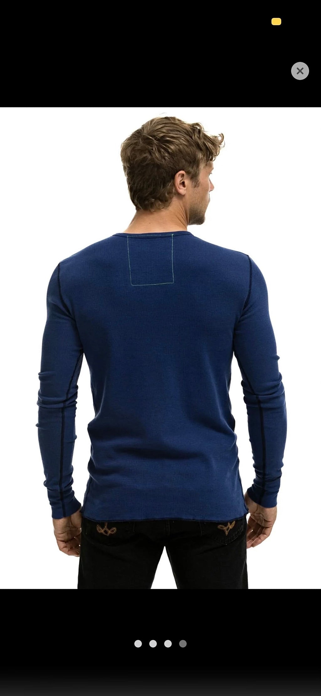 Aviator Nation Thermal Shirt with Logo Navy Blue Unisex Waffle Long Sleeve