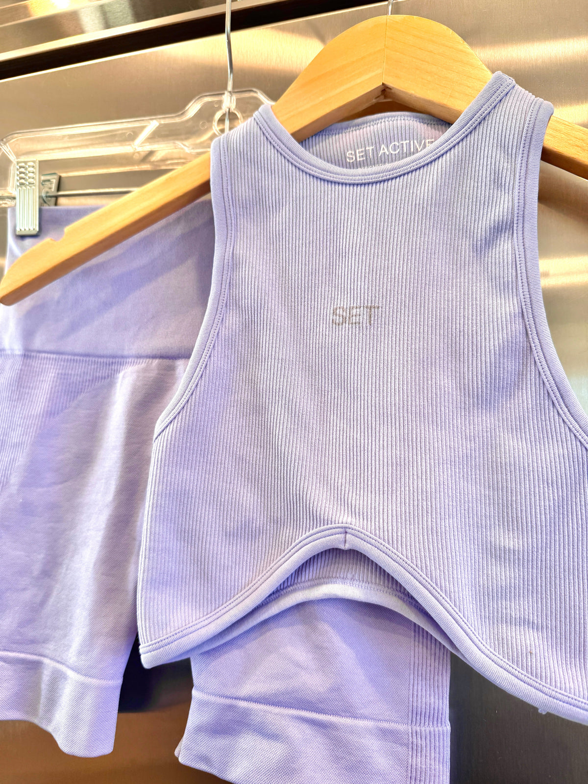 SET Active Matching Set in Lilac Purple - Sculptflex Power Angle Bra and Power Shorts in Lily