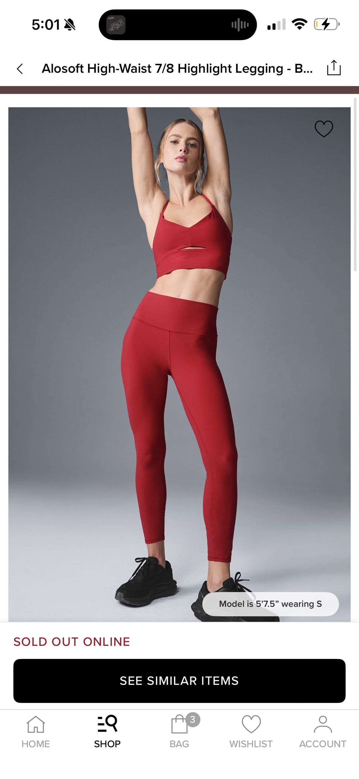 Alo Bold Red Alosoft Leggings High Waisted 7/8 Pants
