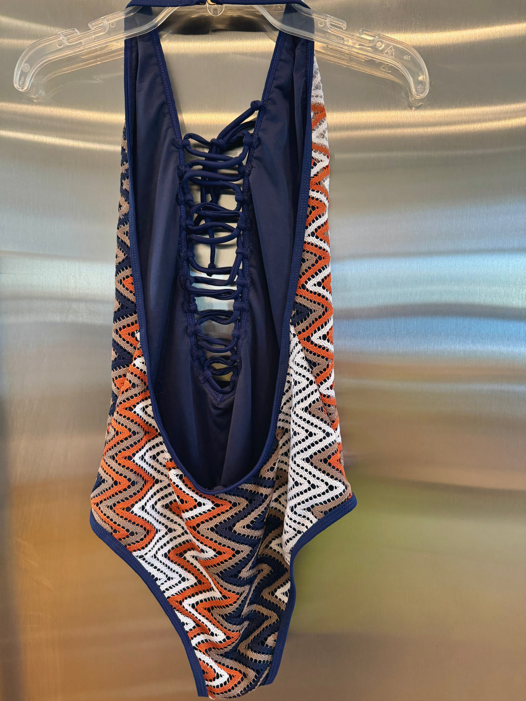 Nasty Gal Chevron Knit One Piece Swimsuit , Plunge Neckline