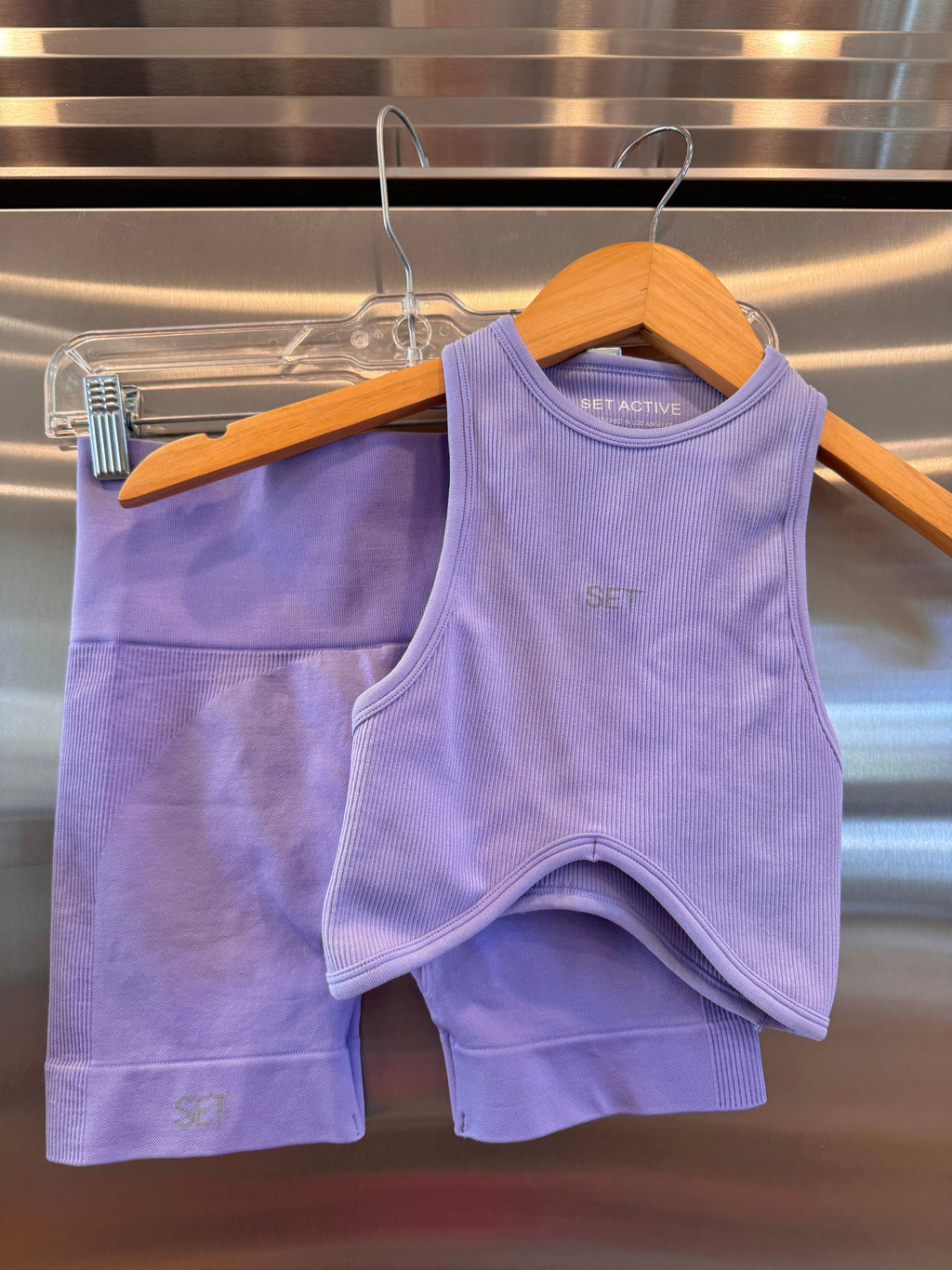 SET Active Matching Set in Lilac Purple - Sculptflex Power Angle Bra and Power Shorts in Lily
