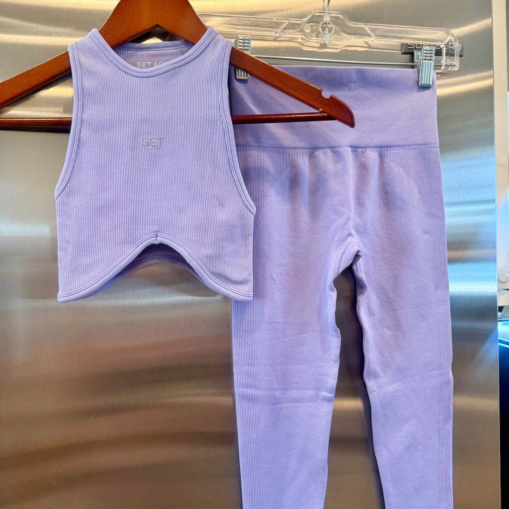 SET Active Matching Set in Lilac Purple - Sculptflex Power Angle Bra and Power Leggings in Lily