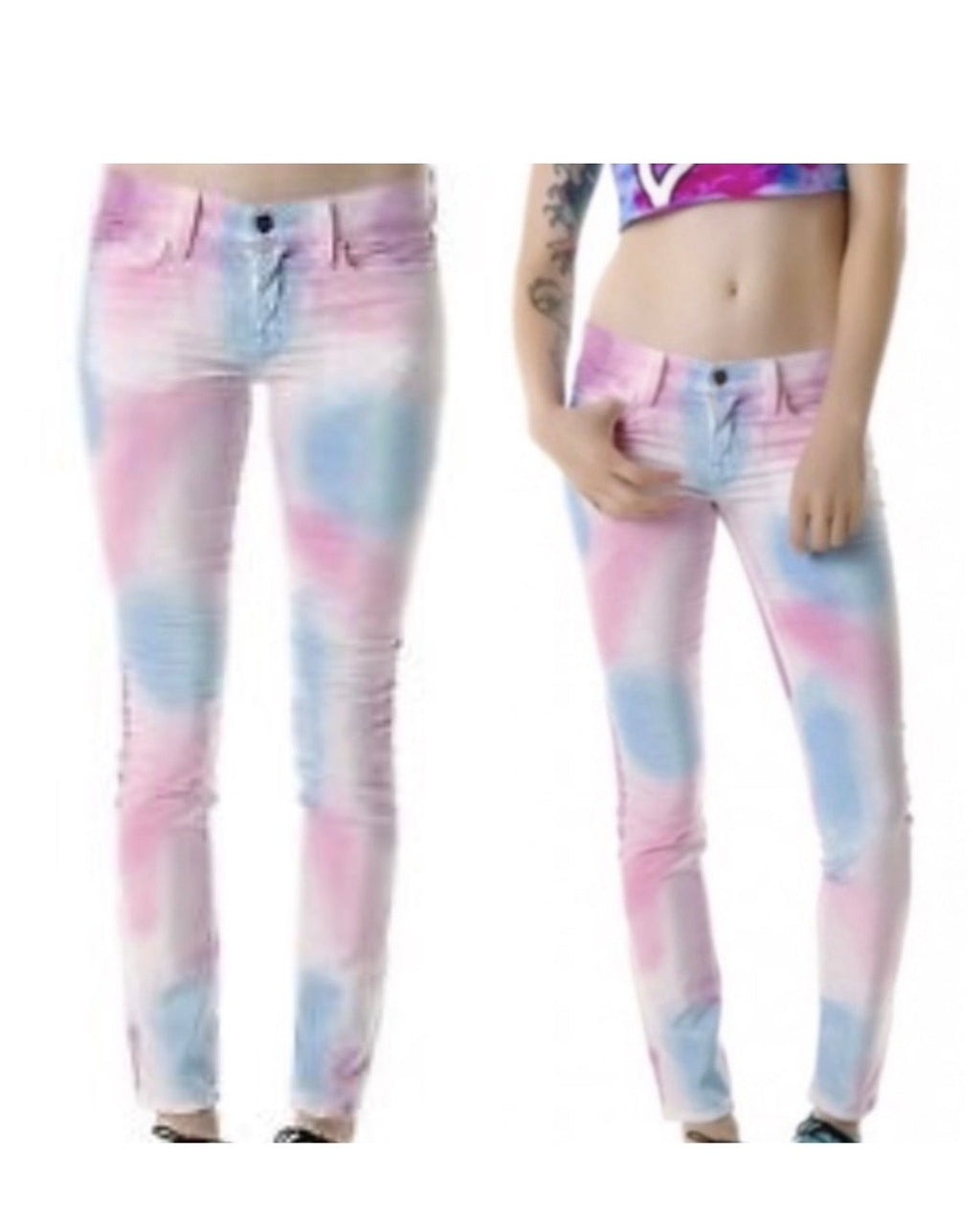 Wildfox Marianne Pant in Skinny Magic “In My Mind “ Pastel Multicolor Velvet