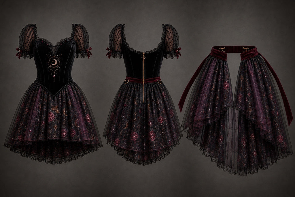 Hecate Goddess In You Crossroads Cross Over Dress with Convertible Skirt or just keep as a mini Cocktail Dress