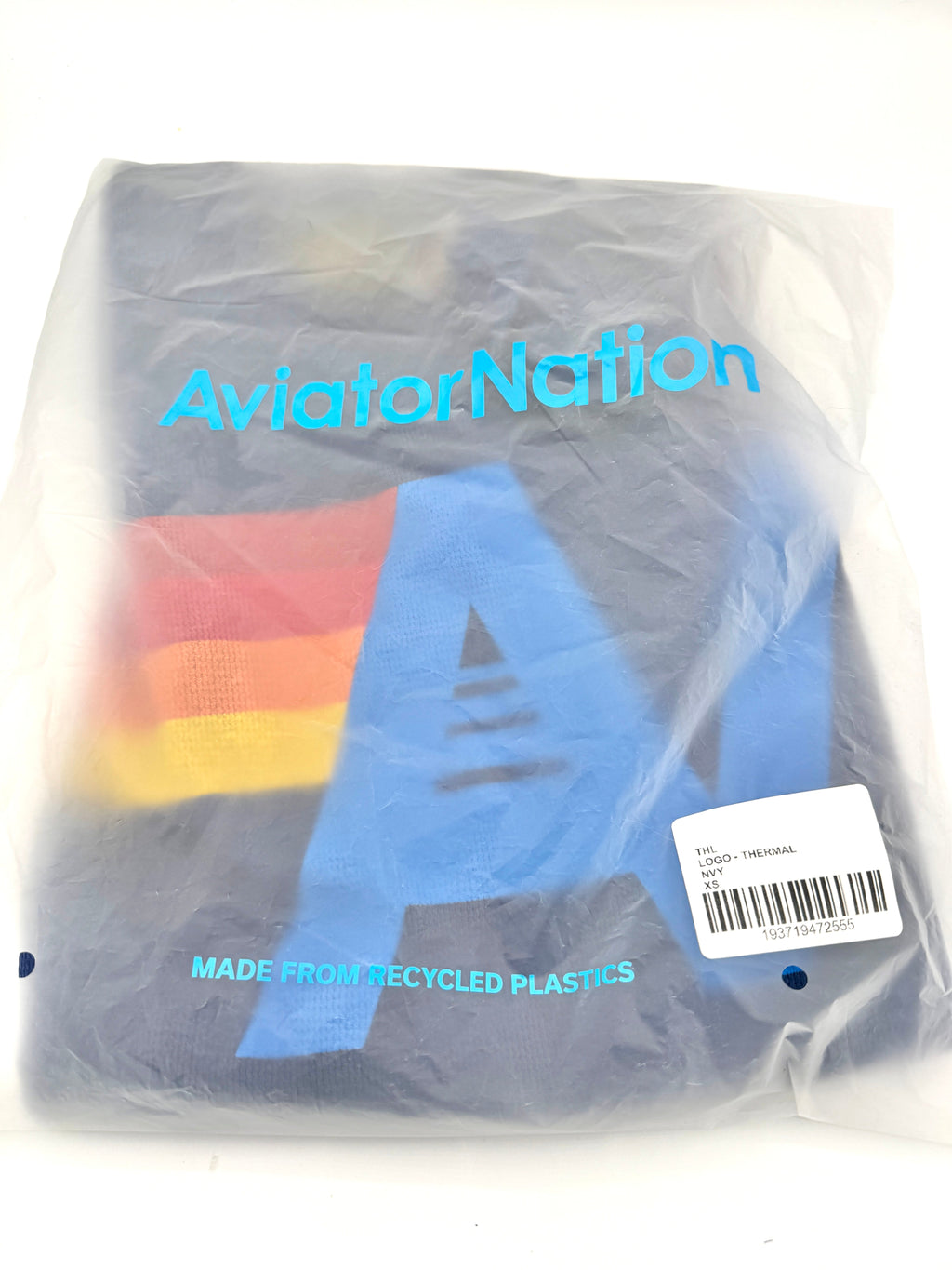 Aviator Nation Thermal Shirt with Logo Navy Blue Unisex Waffle Long Sleeve