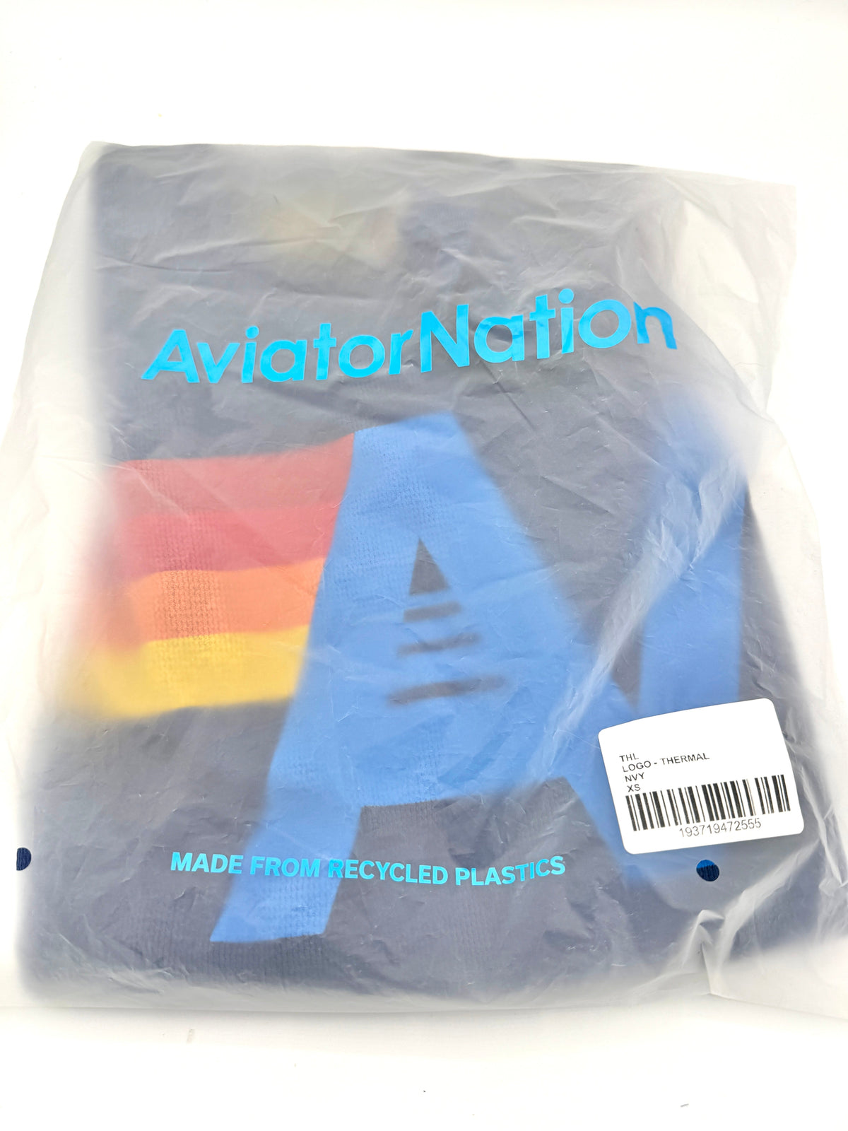 Aviator Nation Thermal Shirt with Logo Navy Blue Unisex Waffle Long Sleeve